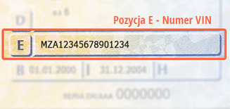 Dowód rejestracyjny - Polska - numer VIN